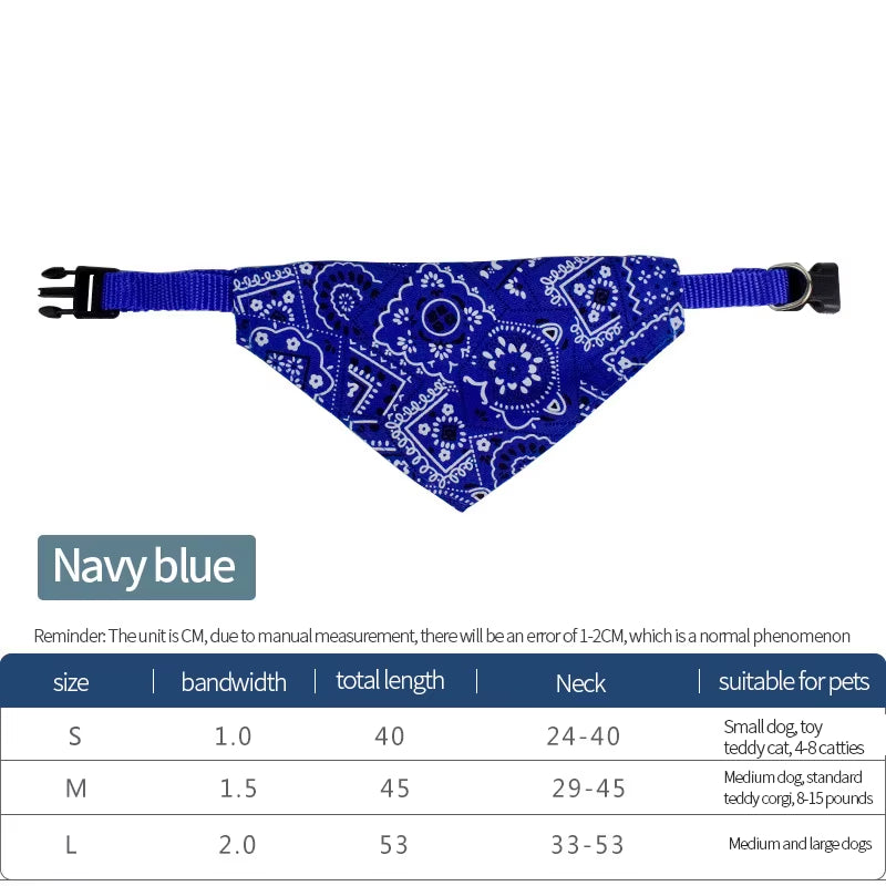 Adjustable Pet Triangle Scarf and Saliva Towel for Cats and Dogs - Printed Neckerchief and Collar Accessory for Kittens and Puppies