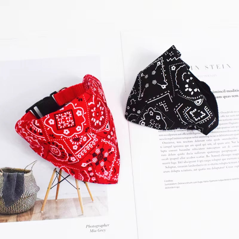 Adjustable Pet Triangle Scarf and Saliva Towel for Cats and Dogs - Printed Neckerchief and Collar Accessory for Kittens and Puppies