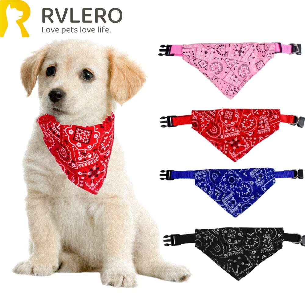 Adjustable Pet Triangle Scarf and Saliva Towel for Cats and Dogs - Printed Neckerchief and Collar Accessory for Kittens and Puppies