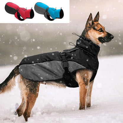 Waterproof Large Dog Coat - Warm Reflective Rain Jacket for Medium to Extra Large Dogs, Including French Bulldogs (Sizes XL-6XL)
