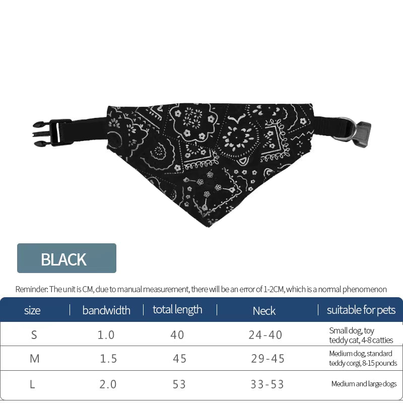 Adjustable Pet Triangle Scarf and Saliva Towel for Cats and Dogs - Printed Neckerchief and Collar Accessory for Kittens and Puppies