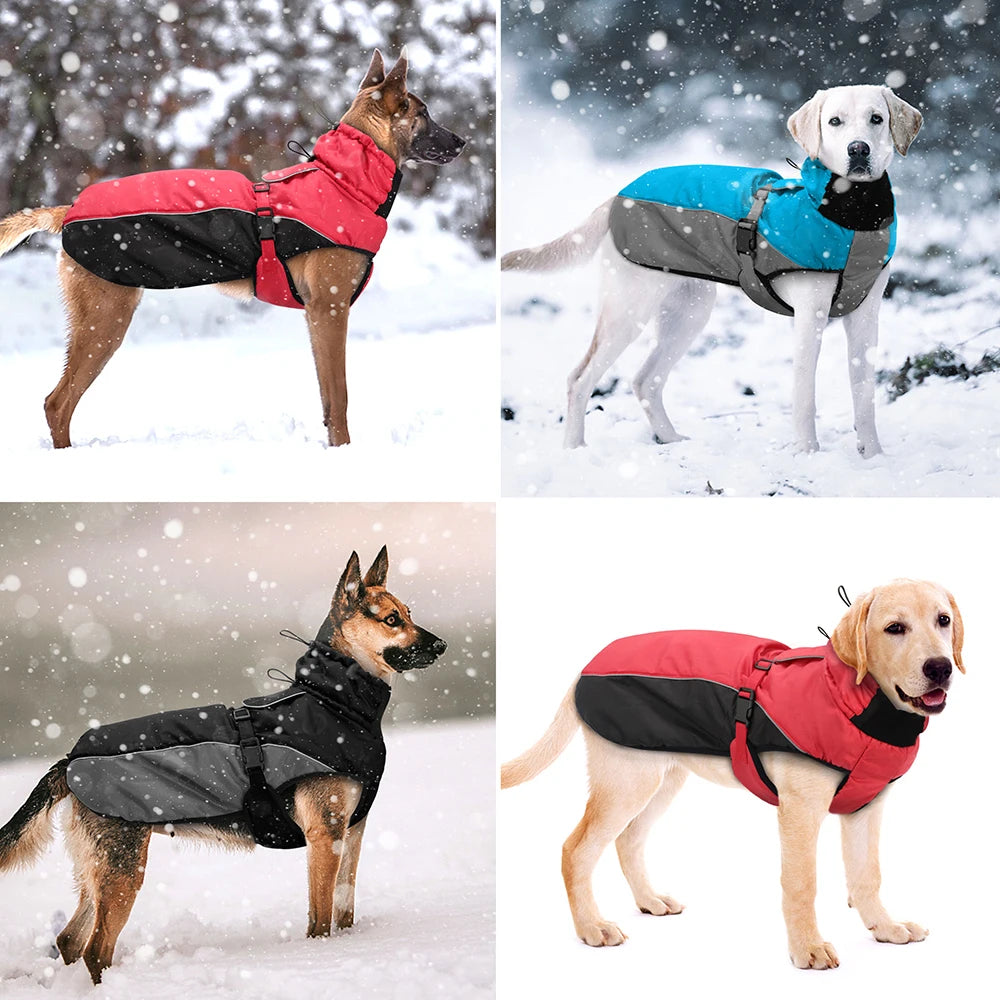 Waterproof Large Dog Coat - Warm Reflective Rain Jacket for Medium to Extra Large Dogs, Including French Bulldogs (Sizes XL-6XL)