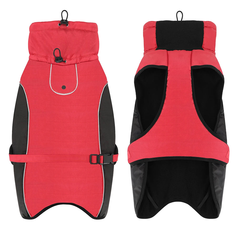 Waterproof Large Dog Coat - Warm Reflective Rain Jacket for Medium to Extra Large Dogs, Including French Bulldogs (Sizes XL-6XL)