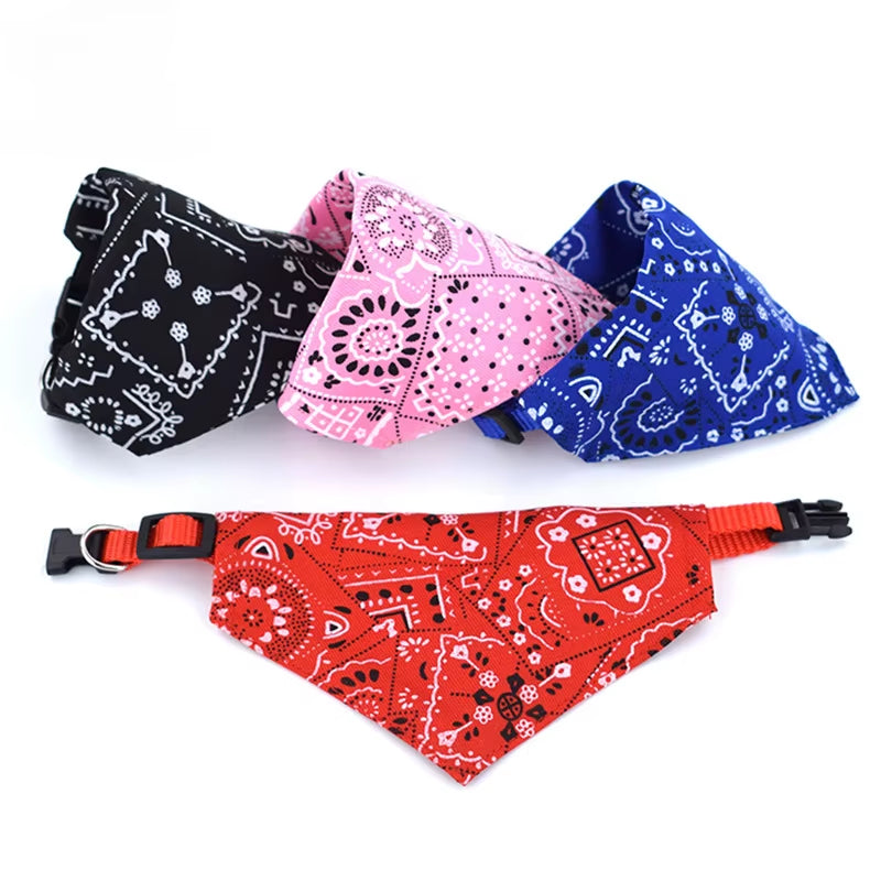 Adjustable Pet Triangle Scarf and Saliva Towel for Cats and Dogs - Printed Neckerchief and Collar Accessory for Kittens and Puppies